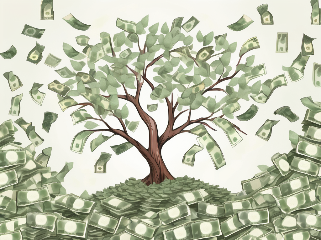 A robust tree with currency notes as leaves